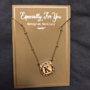 “K” Initial monogram 18” necklace NWT
